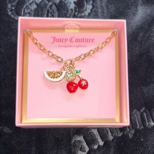 Juicy Couture Gold-Tone Fruit Charm Necklace with Red Cherry Charms